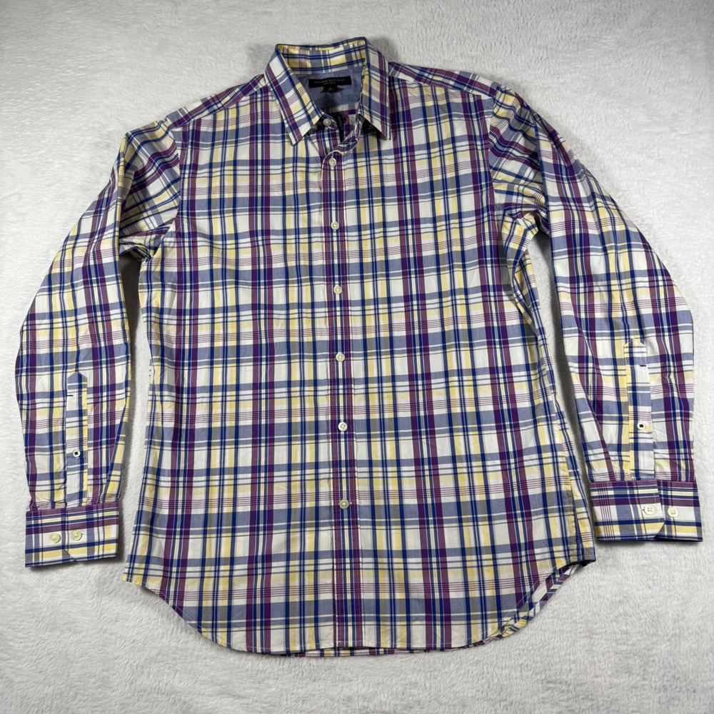 Banana Republic Button Down Shirt Mens M Multi Plaid Excellent Soft Wash Cotton